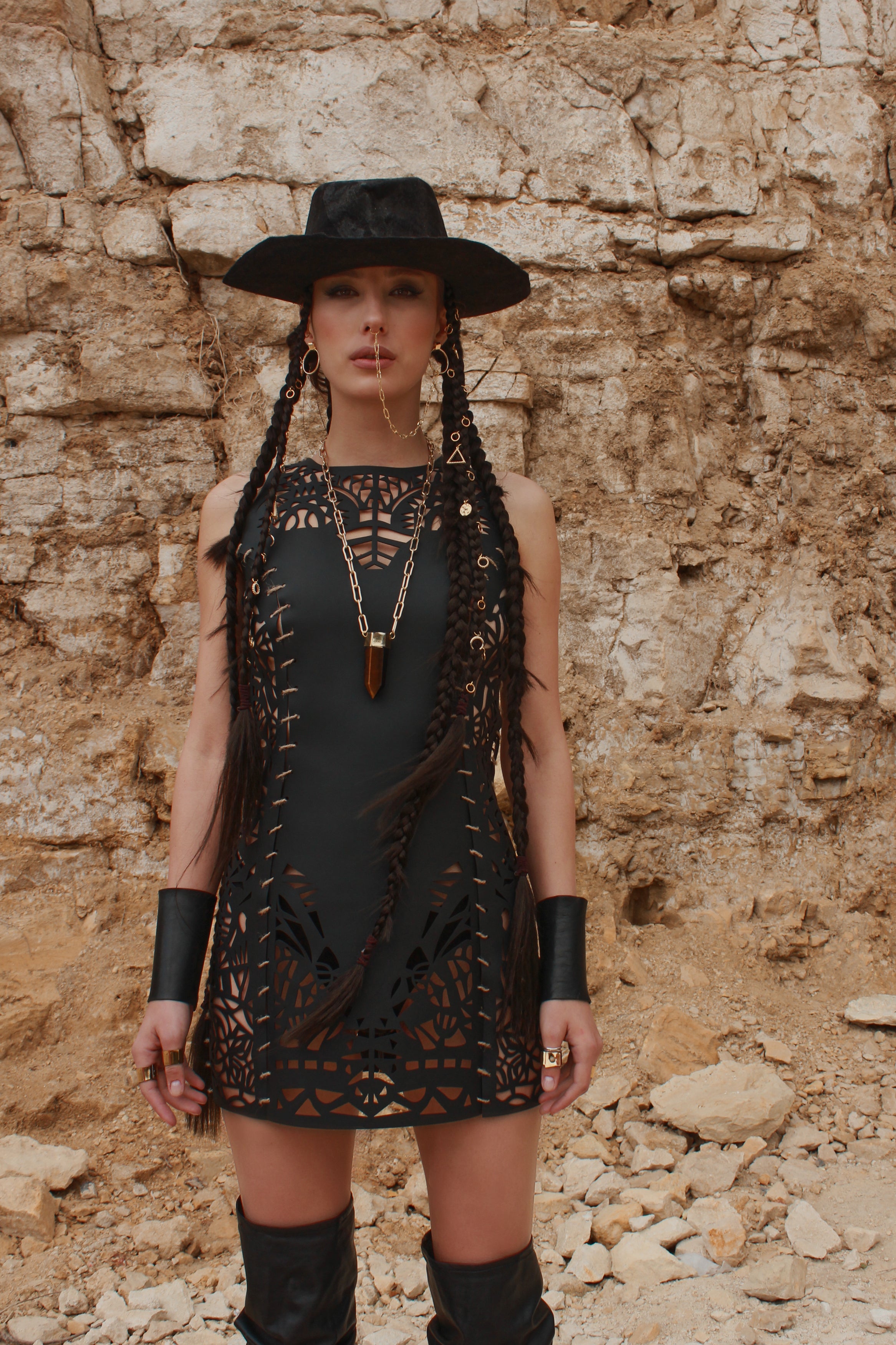 Carved Eco-leather dress